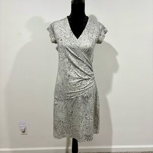 Athleta Gray and Cream Midi Dress